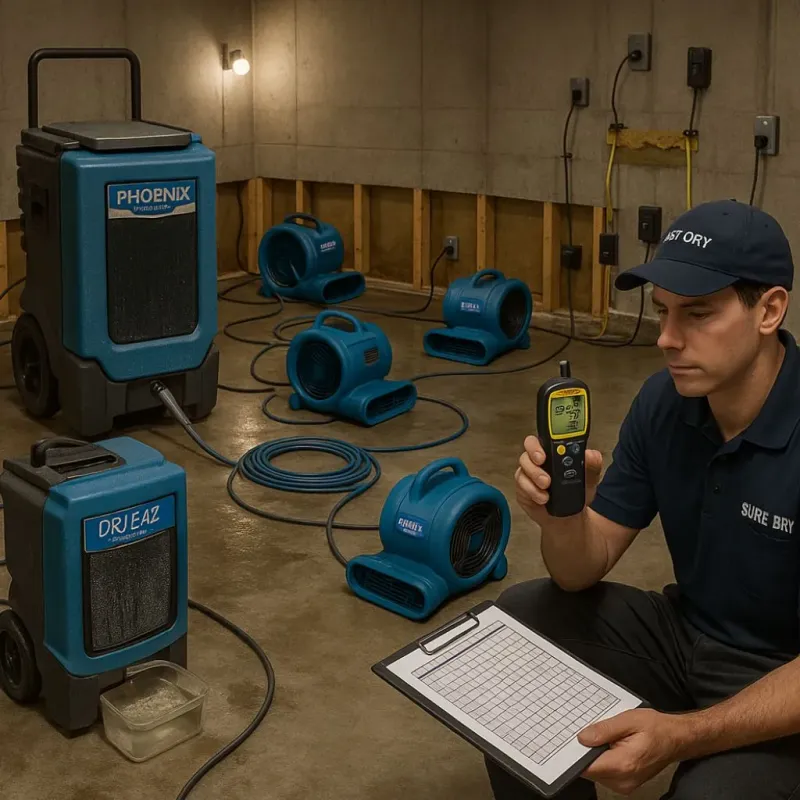 Structural Drying and Dehumidification process in Forest Heights, MD